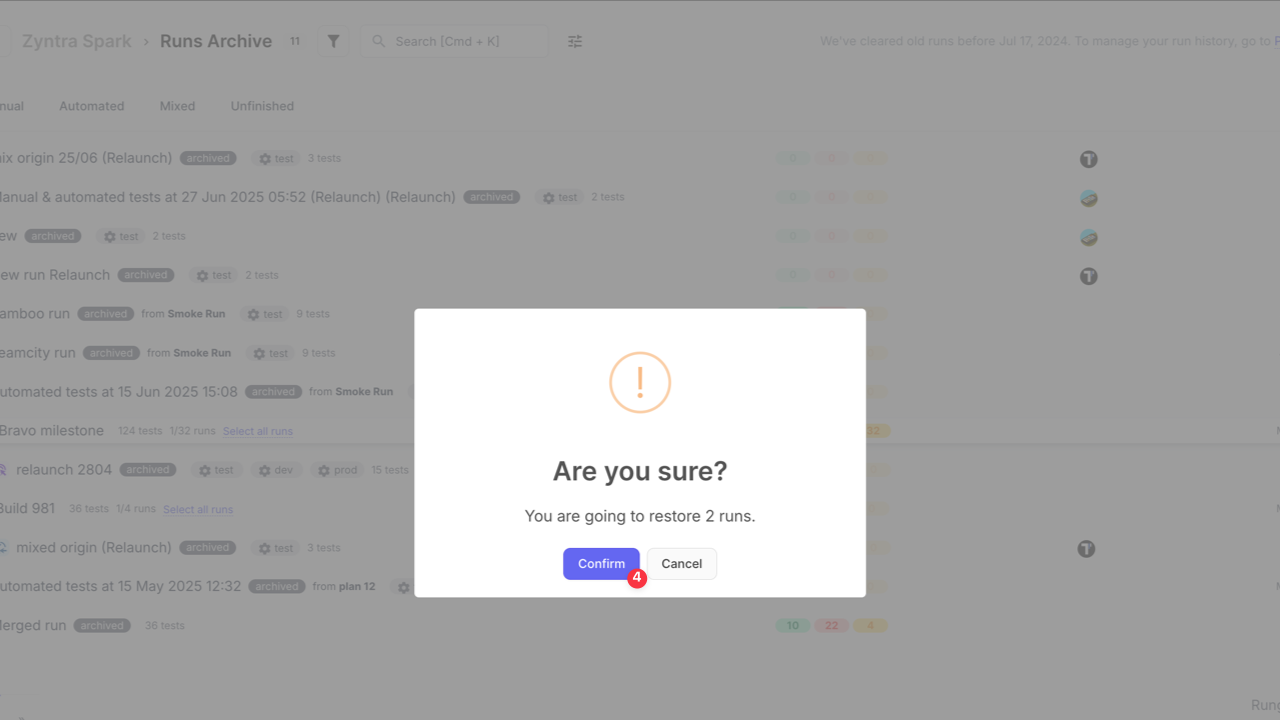 Testomat.io - Confirm runs