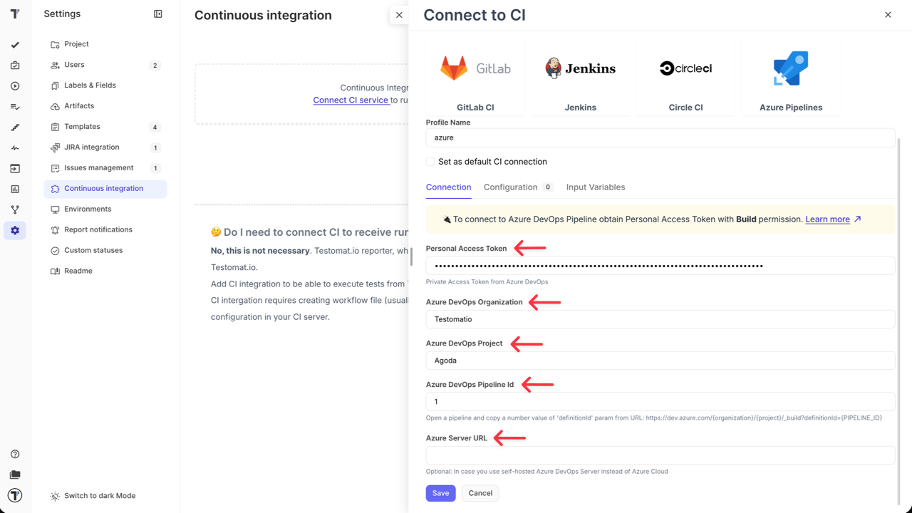 Testomatio - Azure Pipeline