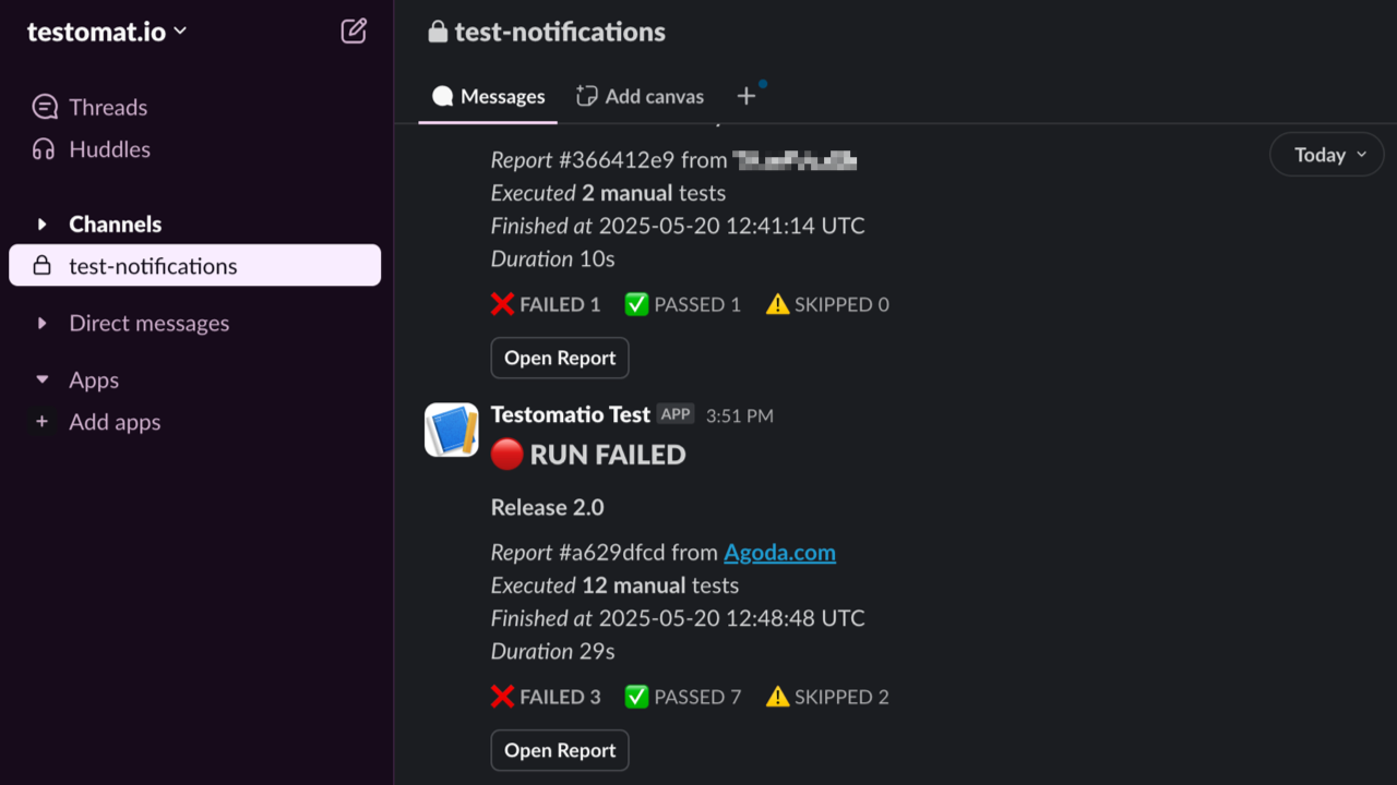 Testomat.io - Notification Slack