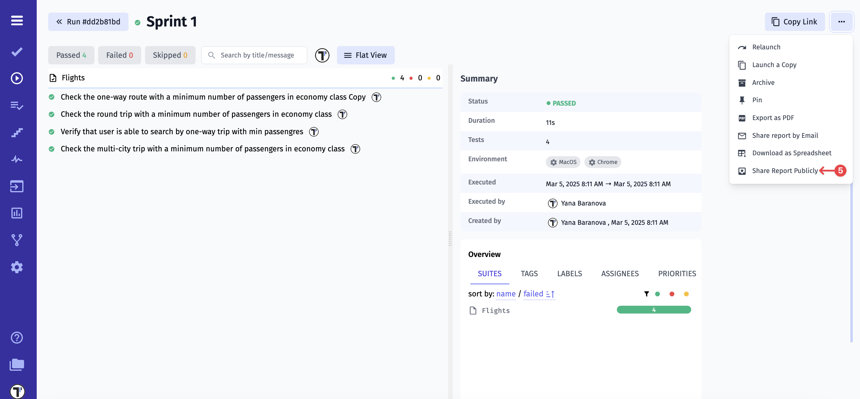 Share Report Publicly button